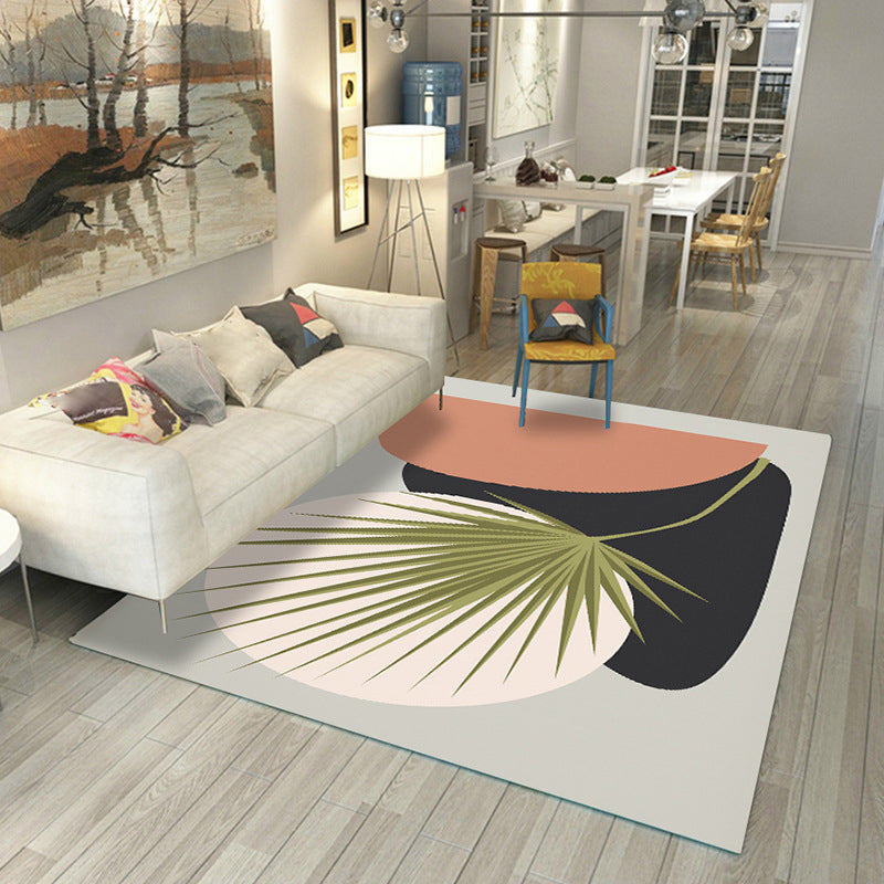 Sikunuo | Japanese Rug Polyester Color Broken Area Rug Non-Slip Washable Indoor Rug for Parlor