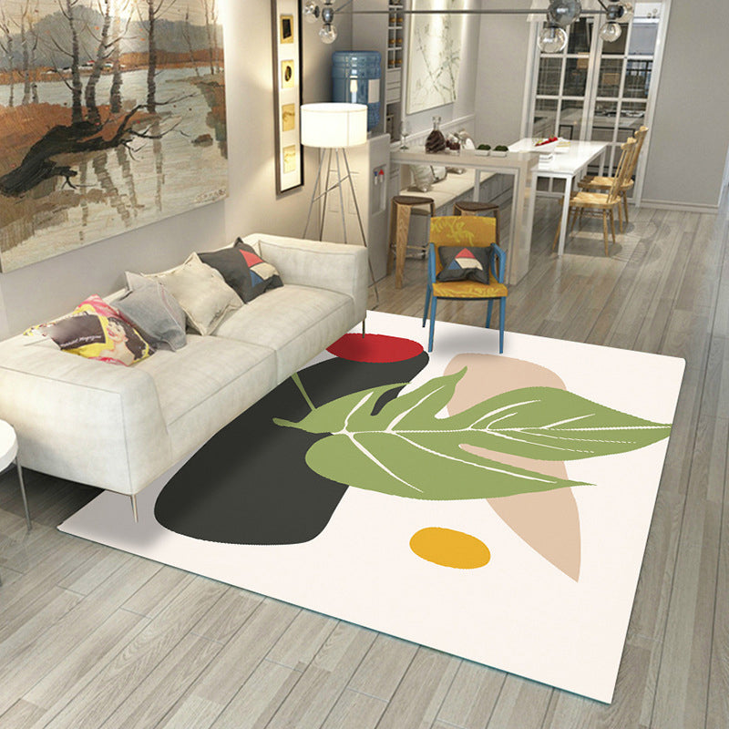 Sikunuo | Japanese Rug Polyester Color Broken Area Rug Non-Slip Washable Indoor Rug for Parlor