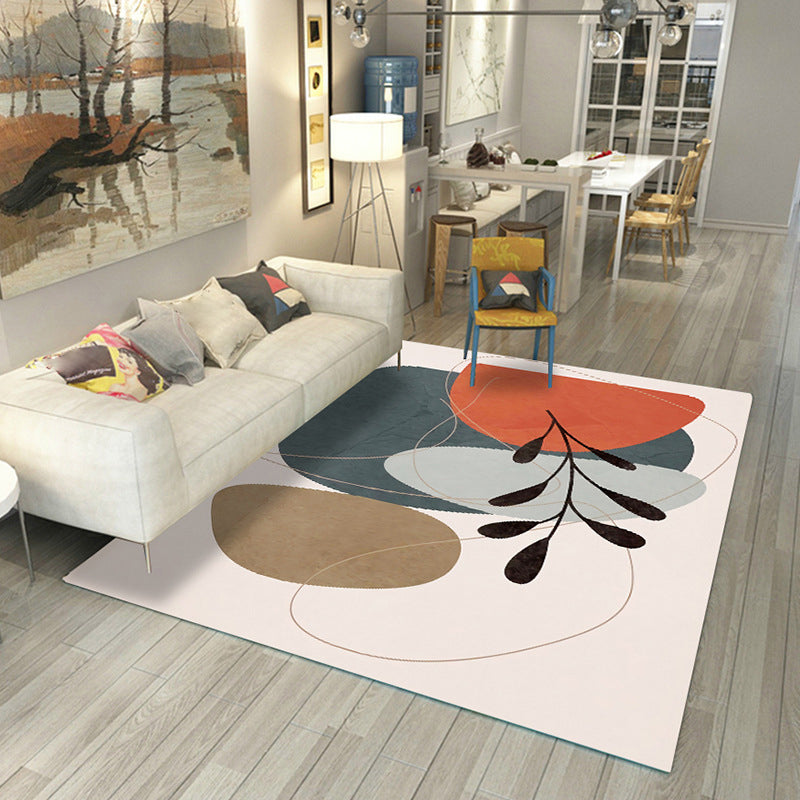Sikunuo | Japanese Rug Polyester Color Broken Area Rug Non-Slip Washable Indoor Rug for Parlor