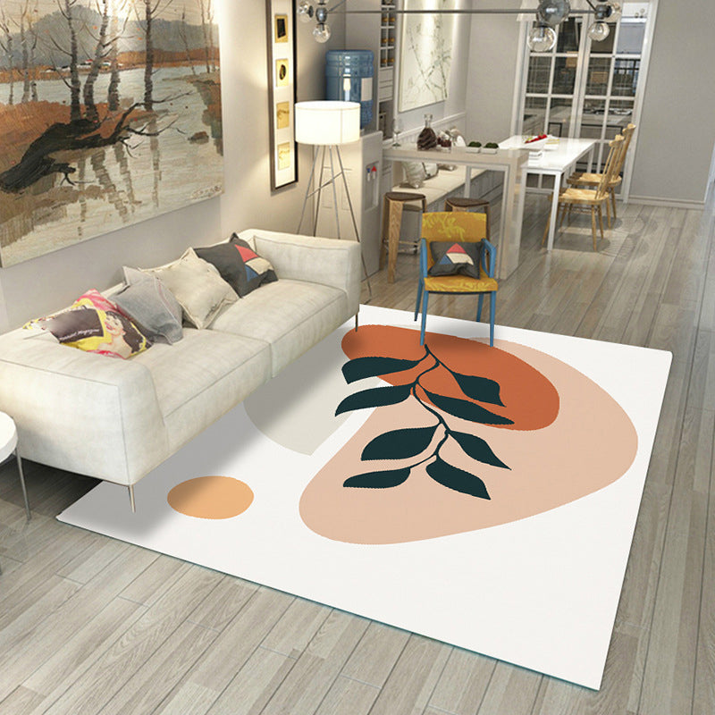 Sikunuo | Japanese Rug Polyester Color Broken Area Rug Non-Slip Washable Indoor Rug for Parlor
