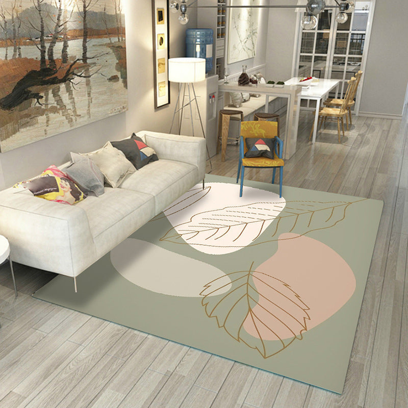 Sikunuo | Japanese Rug Polyester Color Broken Area Rug Non-Slip Washable Indoor Rug for Parlor