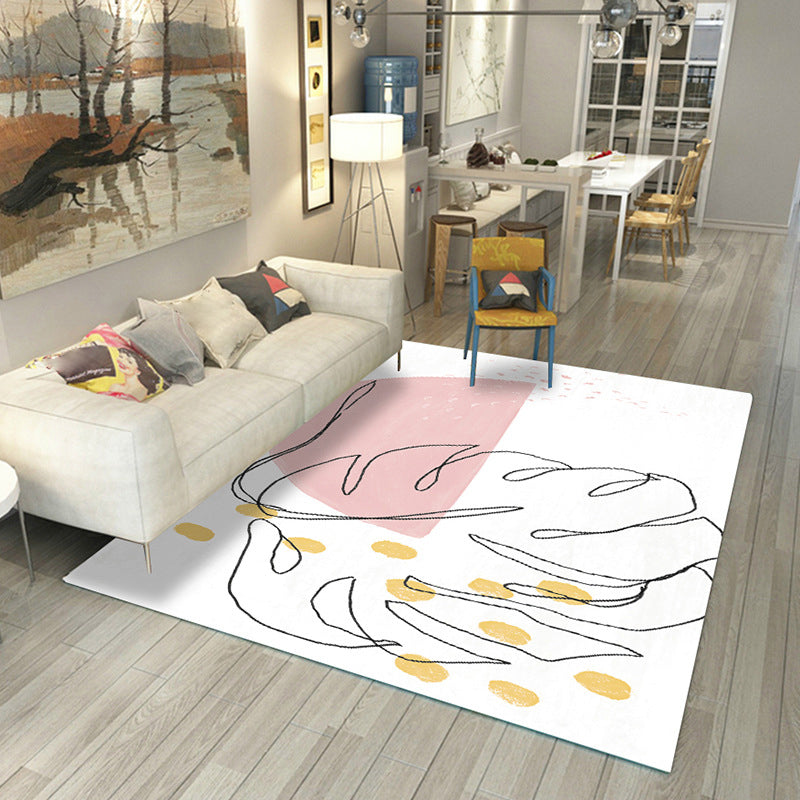 Sikunuo | Japanese Rug Polyester Color Broken Area Rug Non-Slip Washable Indoor Rug for Parlor