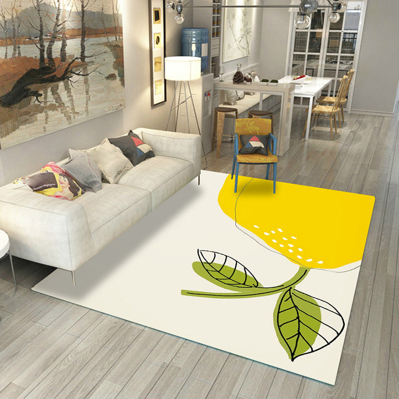 Sikunuo | Japanese Rug Polyester Color Broken Area Rug Non-Slip Washable Indoor Rug for Parlor