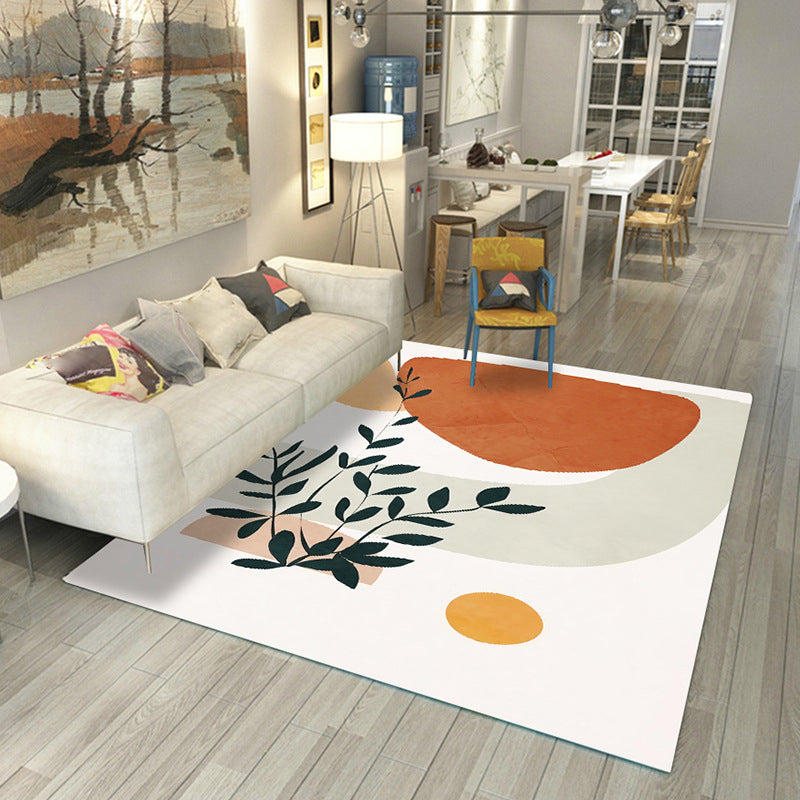 Sikunuo | Japanese Rug Polyester Color Broken Area Rug Non-Slip Washable Indoor Rug for Parlor