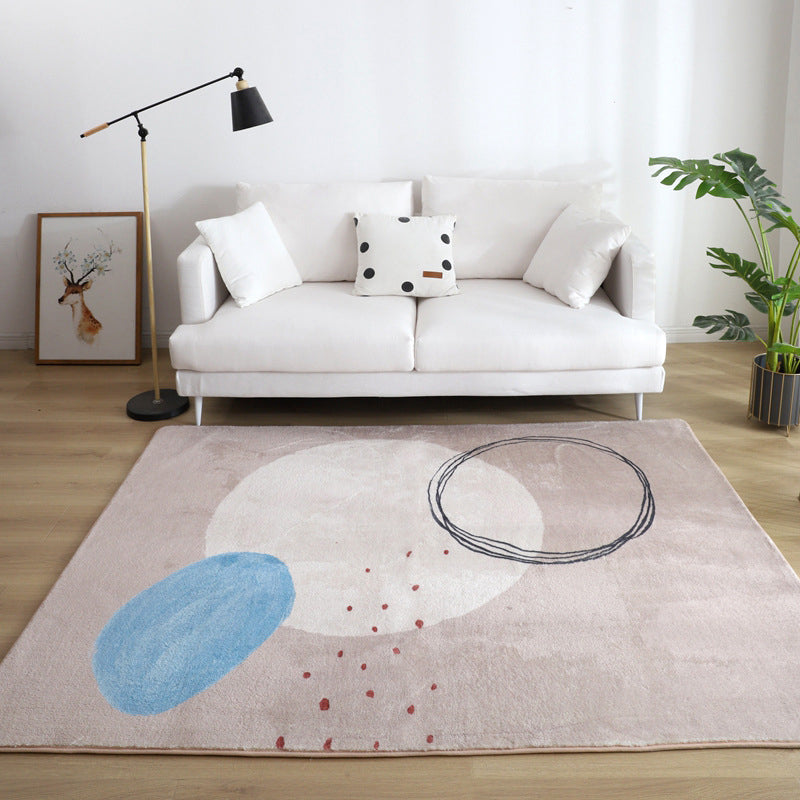 Sikunuo | Comfort Living Room Rug Multicolor Cartoon Print Rug Non-Slip Base Pet-Friendly Rug
