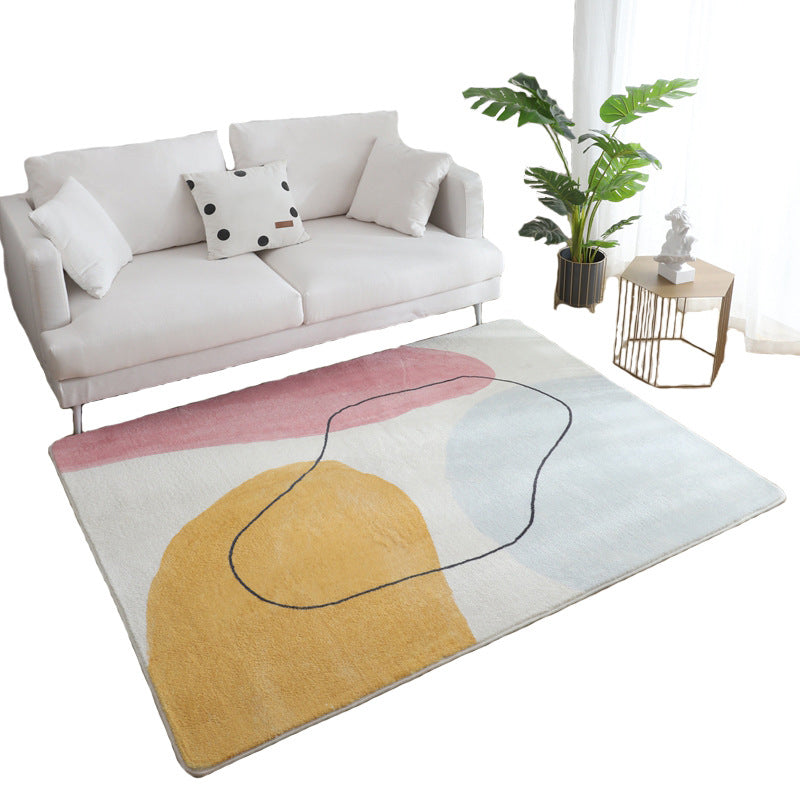 Sikunuo | Comfort Living Room Rug Multicolor Cartoon Print Rug Non-Slip Base Pet-Friendly Rug