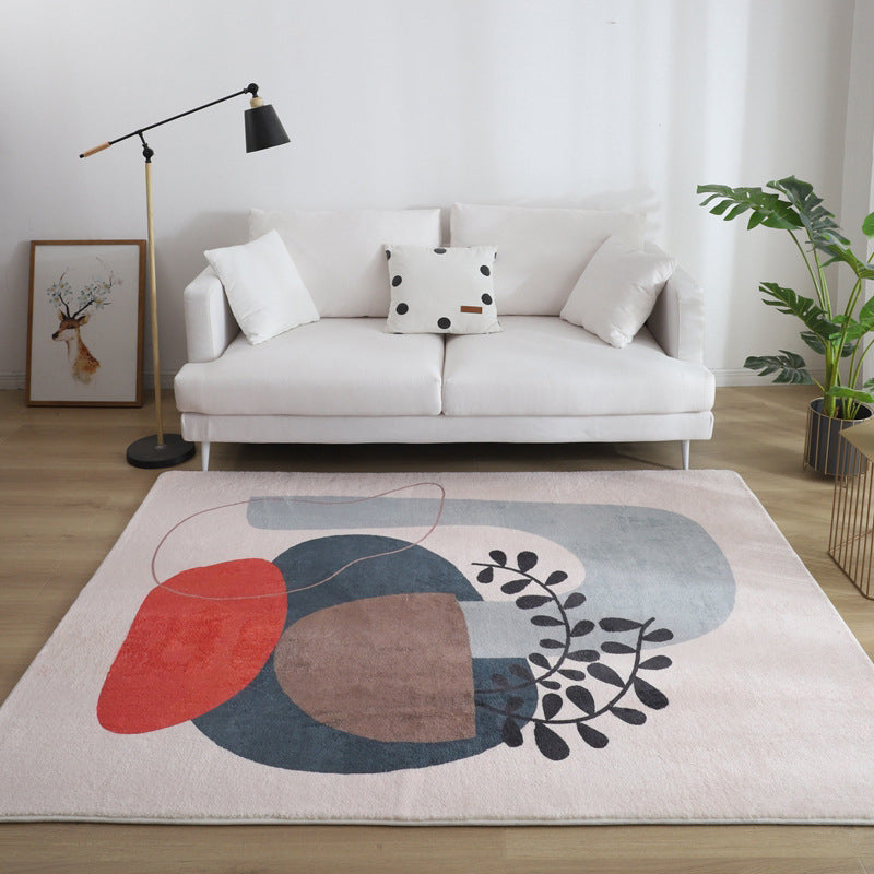 Sikunuo | Comfort Living Room Rug Multicolor Cartoon Print Rug Non-Slip Base Pet-Friendly Rug