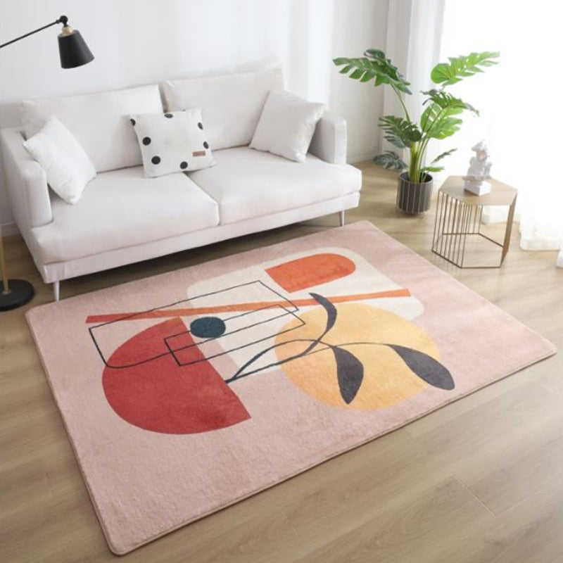 Sikunuo | Relaxing Color Block Rug Multicolor Acrylic Area Rug Non-Slip Back Stain Resistant Indoor Rug for Bedroom