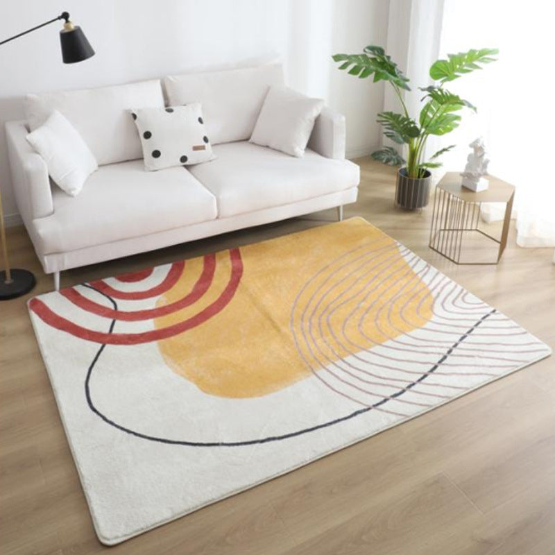 Sikunuo | Relaxing Color Block Rug Multicolor Acrylic Area Rug Non-Slip Back Stain Resistant Indoor Rug for Bedroom