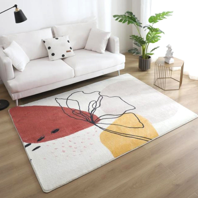 Sikunuo | Relaxing Color Block Rug Multicolor Acrylic Area Rug Non-Slip Back Stain Resistant Indoor Rug for Bedroom