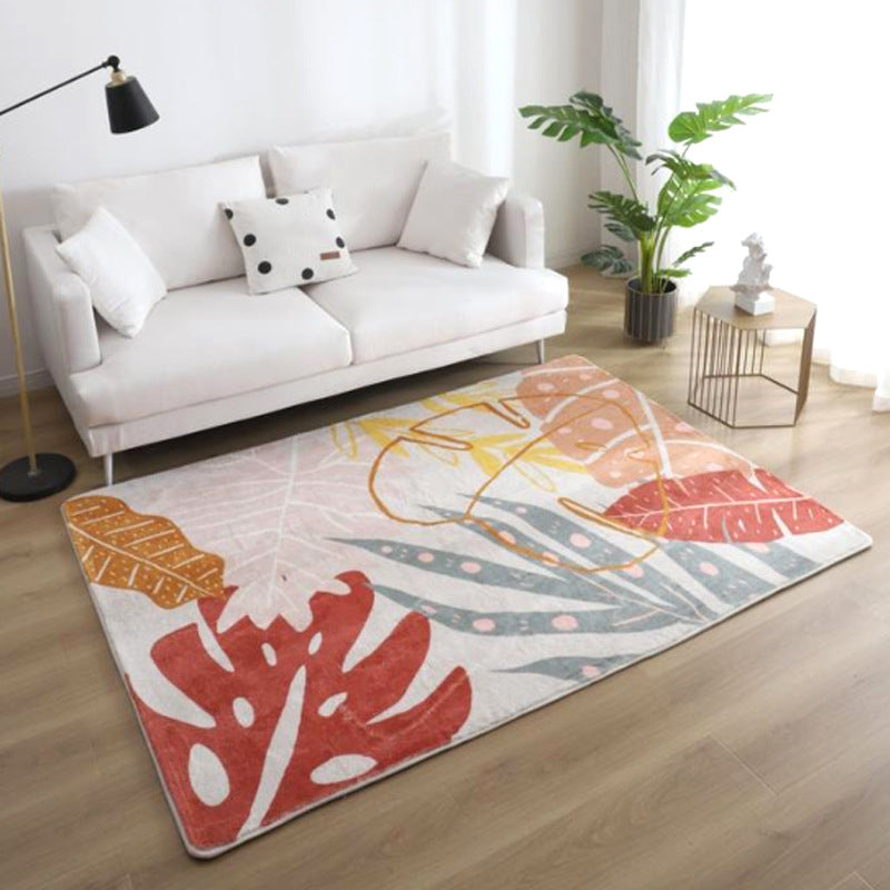 Sikunuo | Relaxing Color Block Rug Multicolor Acrylic Area Rug Non-Slip Back Stain Resistant Indoor Rug for Bedroom