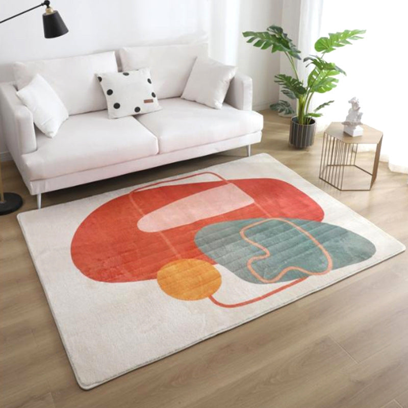 Sikunuo | Relaxing Color Block Rug Multicolor Acrylic Area Rug Non-Slip Back Stain Resistant Indoor Rug for Bedroom
