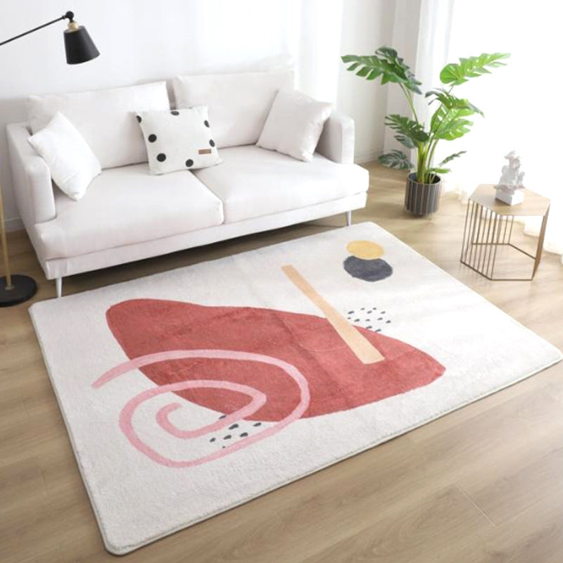 Sikunuo | Relaxing Color Block Rug Multicolor Acrylic Area Rug Non-Slip Back Stain Resistant Indoor Rug for Bedroom