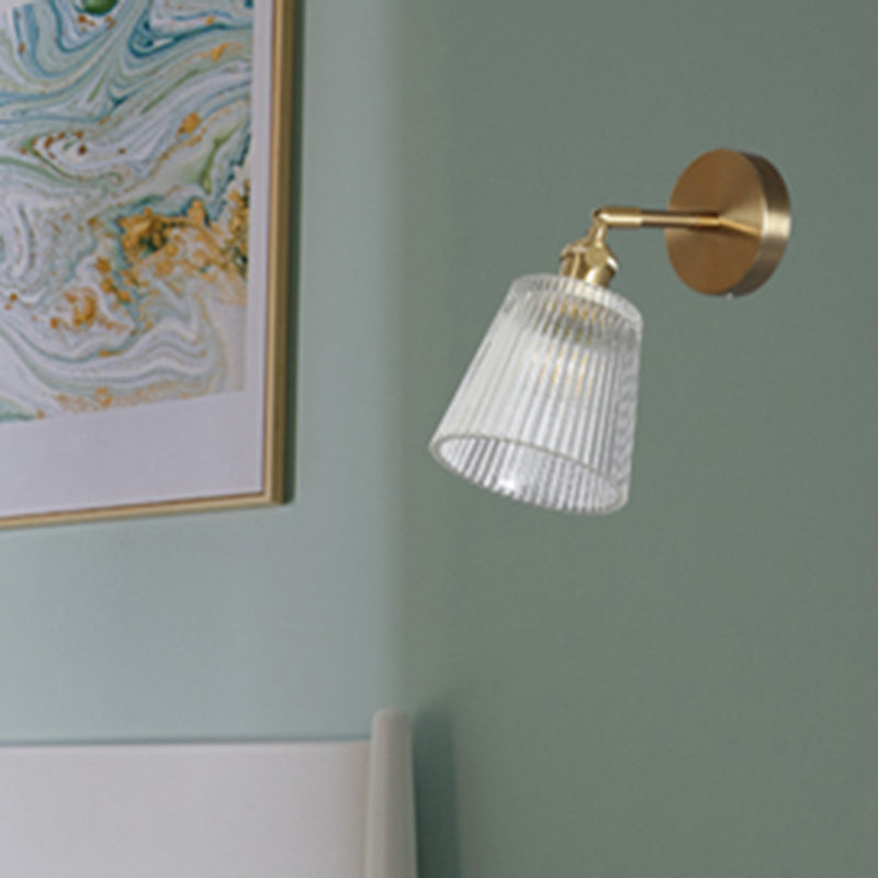 Sikunuo | Industrial Shade Wall Mount Light Single Clear Glass Wall Light Fixture for Nightstand