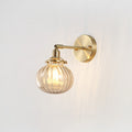 Sikunuo | Pumpkin Shadow Glass Wall Mount Light Antique Style 1-Light Nightstand Wall Lighting Fixture