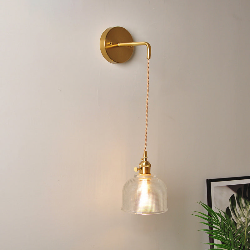 Sikunuo | 1 Head Wall Mount Light Industrial Shade Clear Glass Wall Light Fixture for Nightstand