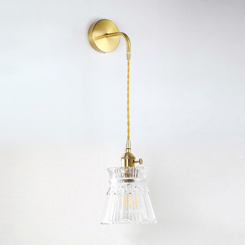 Sikunuo | Minimalist Shade Wall Lamp Single Bulb Clear Glass Wall Lighting Fixture for Living Room