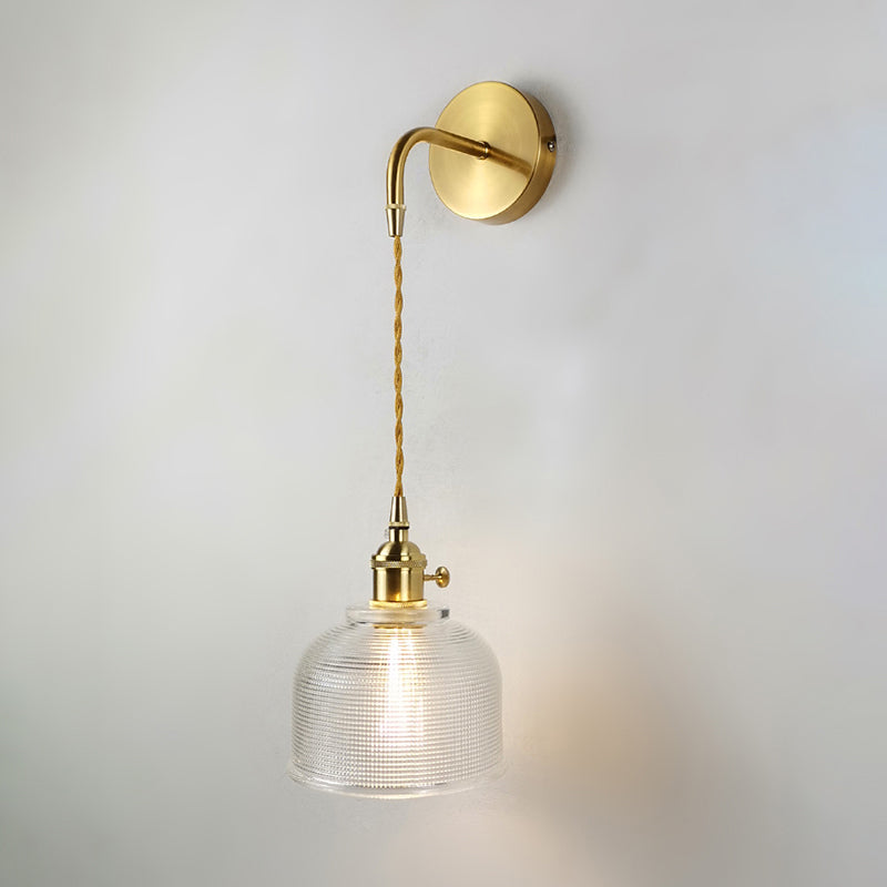Sikunuo | Minimalist Shade Wall Lamp Single Bulb Clear Glass Wall Lighting Fixture for Living Room