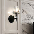 Sikunuo | Clear Crystal Cone Wall Mount Light Contemporary Style 1 Bulb Black Surface Wall Light for Bedroom