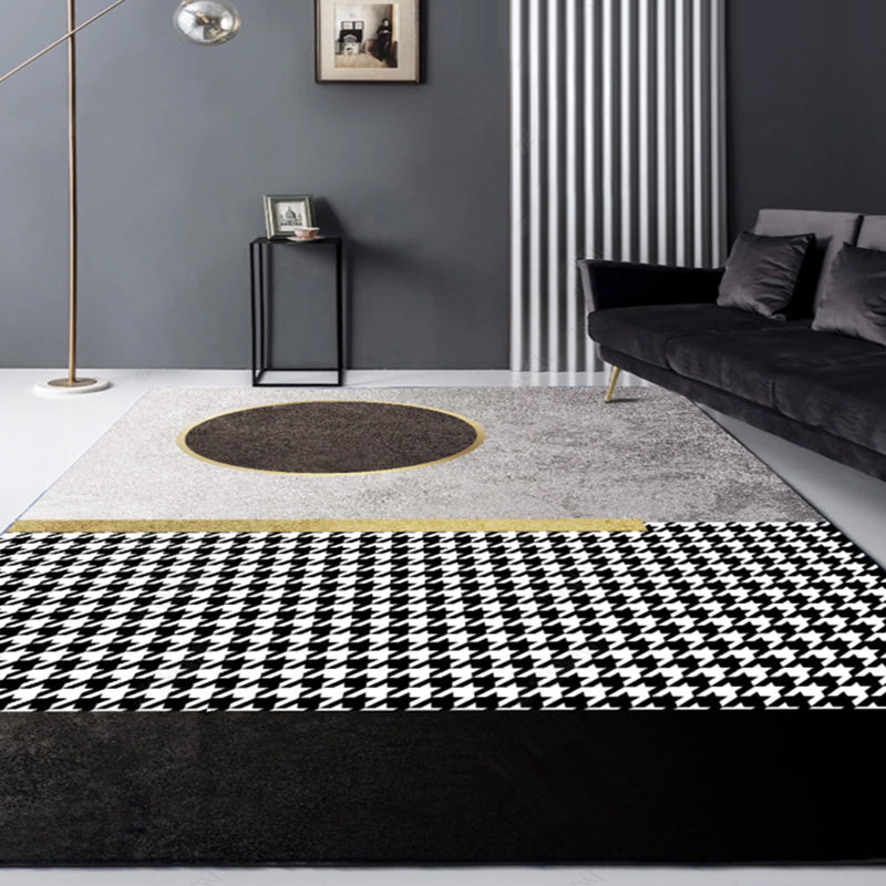 Sikunuo | Multi-Color Living Room Carpet Casual Geometric Print Indoor Carpet Polypropylene Pet-Friendly Washable Carpet
