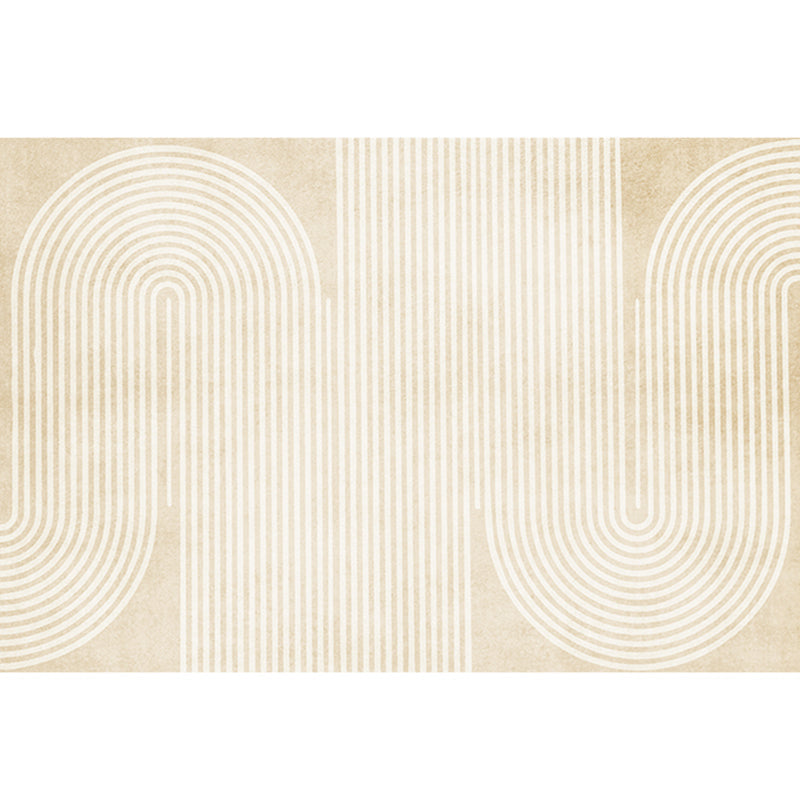 Sikunuo | Modern Home Decor Rug Beige Abstract Printed Area Rug Cotton Blend Non-Slip Machine Washable Rug