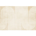 Sikunuo | Modern Home Decor Rug Beige Abstract Printed Area Rug Cotton Blend Non-Slip Machine Washable Rug