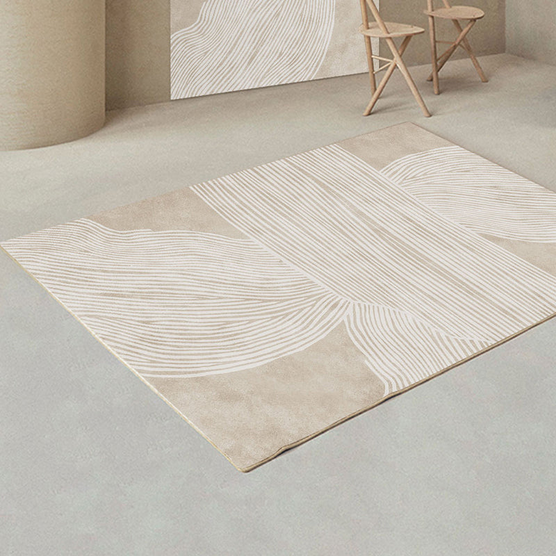 Sikunuo | Creative Decor Rug Apricot Abstract Printed Area Rug Polypropylene Non-Slip Back Pet-Friendly Rug