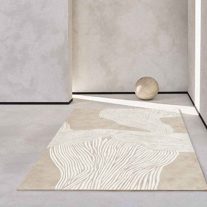 Sikunuo | Creative Decor Rug Apricot Abstract Printed Area Rug Polypropylene Non-Slip Back Pet-Friendly Rug