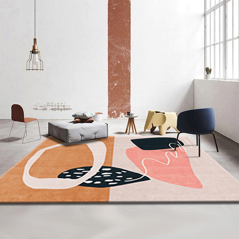Sikunuo | Simple Luxury Rug Multicolored Color Blocks Rug Pet Friendly Stain Resistant Indoor Rug for Living Room