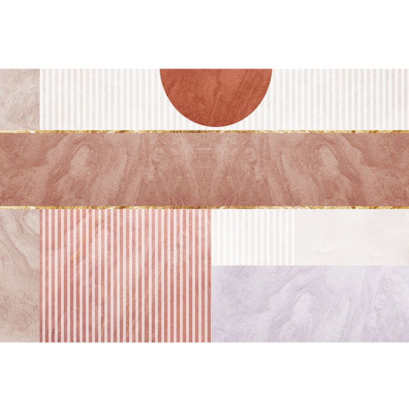 Sikunuo | Modern Living Room Rug Morandi Color Color Block Area Rug Synthetic Non-Slip Washable Rug