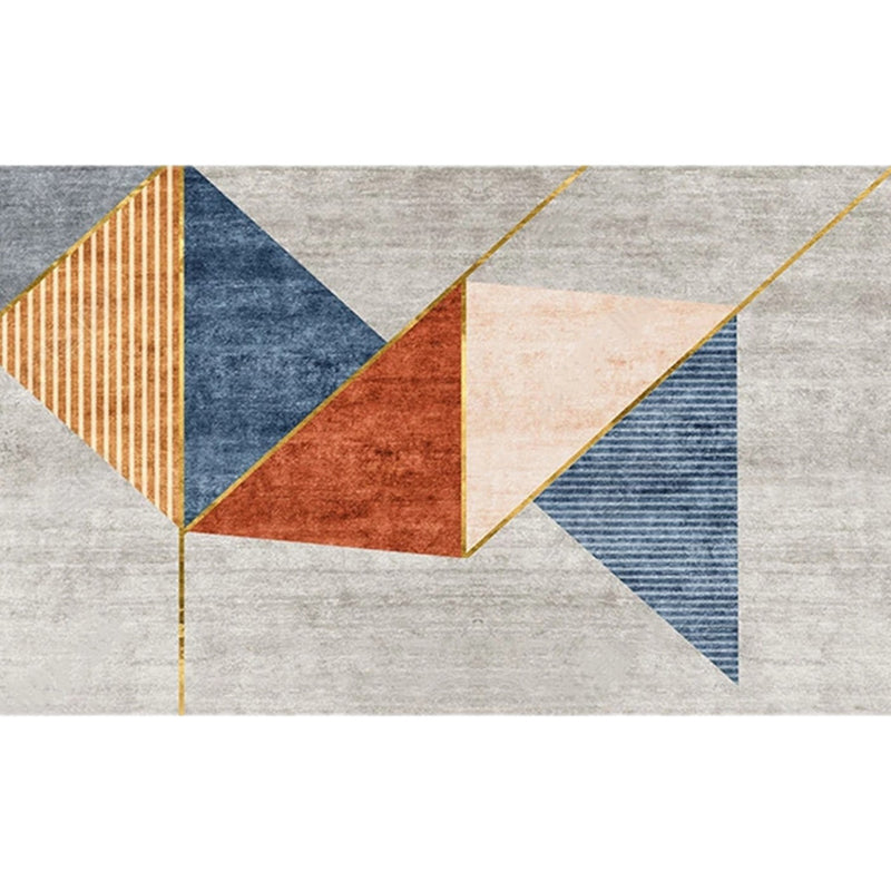 Sikunuo | Modern Living Room Rug Morandi Color Color Block Area Rug Synthetic Non-Slip Washable Rug