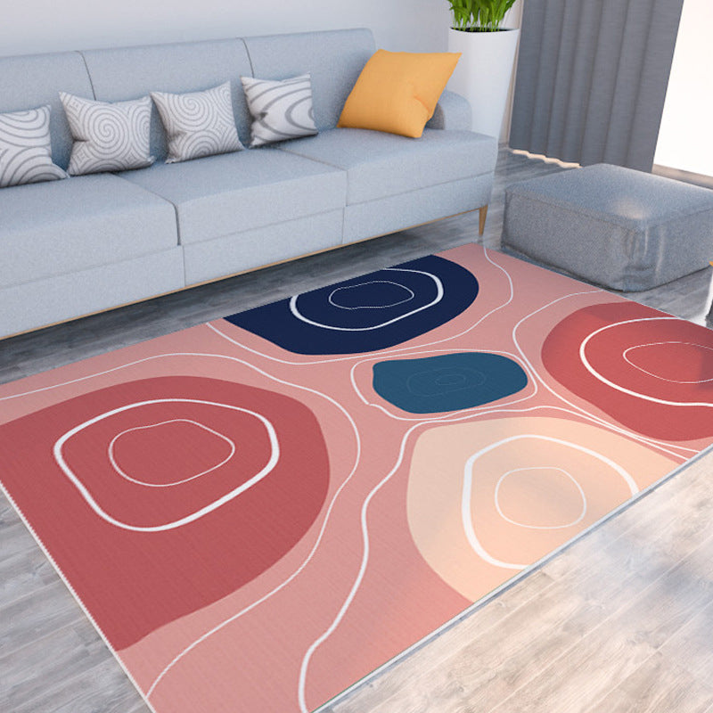 Sikunuo | Morandi color color block carpet polypropylene southwest carpet stain resistant non-slip bottom rug for room