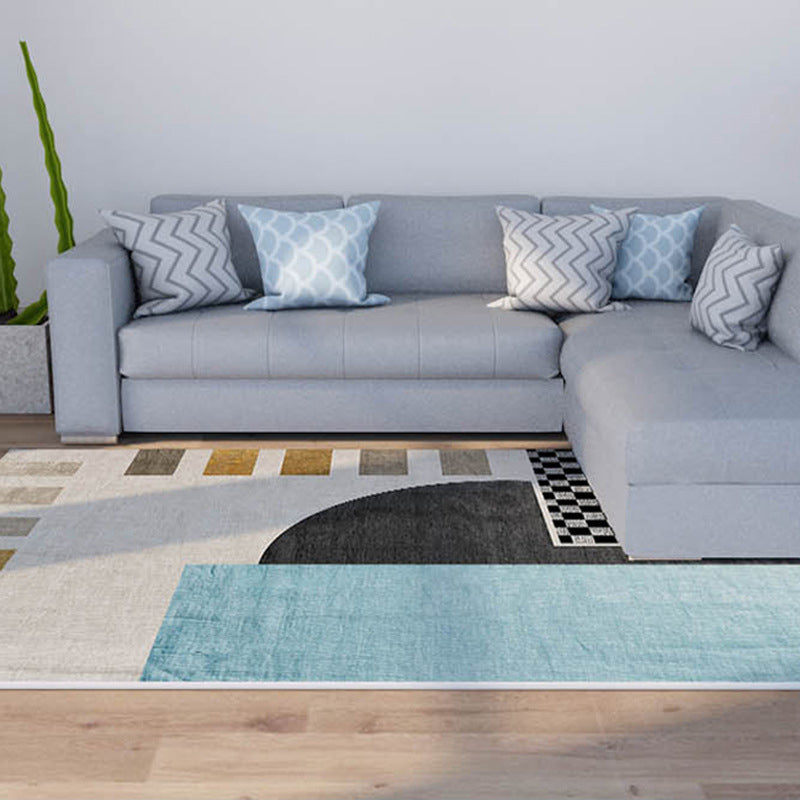 Sikunuo | Morandi color color block carpet polypropylene southwest carpet stain resistant non-slip bottom rug for room