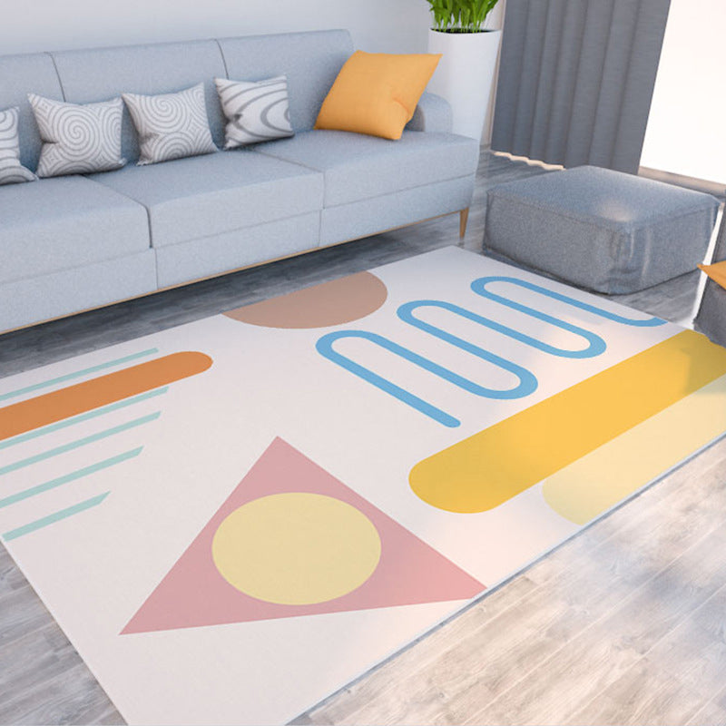 Sikunuo | Morandi Color Color Block Carpet Polypropylene Southwest Carpet Stain Resistant Non-Slip Backing Carpet for Rooms