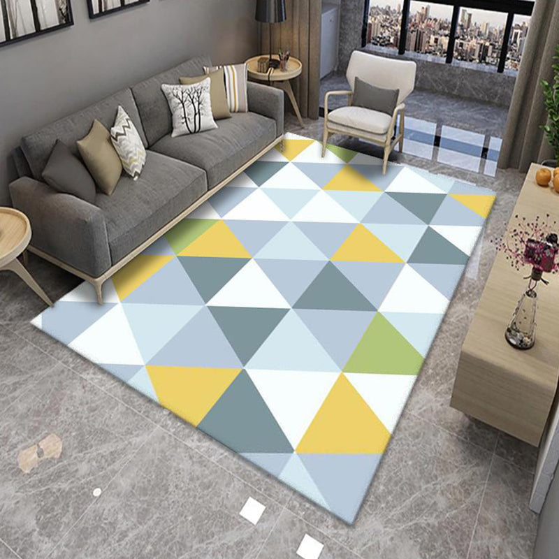 Sikunuo | Modern Living Room Rug Multicolor Color Block Area Rug Polyester Non-Slip Machine Washable Rug