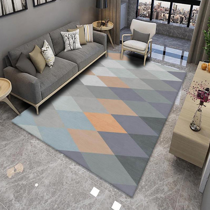 Sikunuo | Modern Living Room Rug Multicolor Color Block Area Rug Polyester Non-Slip Machine Washable Rug