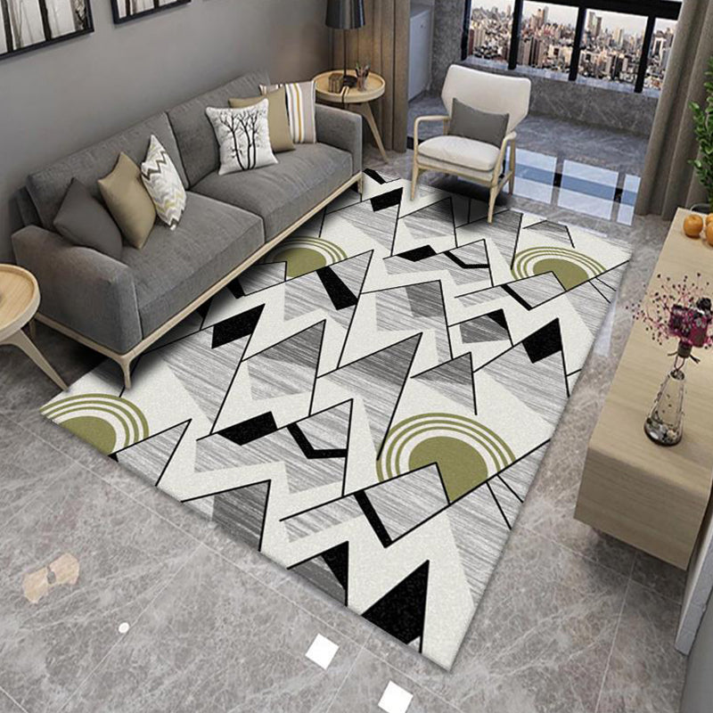 Sikunuo | Modern Living Room Rug Multicolor Color Block Area Rug Polyester Non-Slip Machine Washable Rug