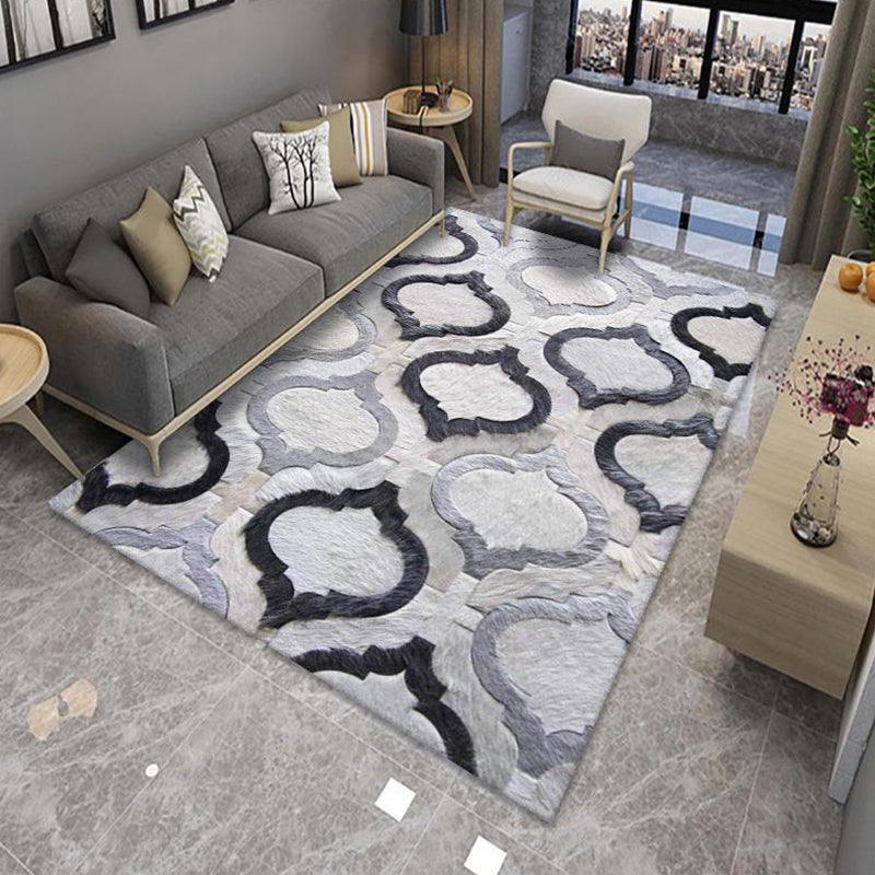 Sikunuo | Modern Living Room Rug Multicolor Color Block Area Rug Polyester Non-Slip Machine Washable Rug