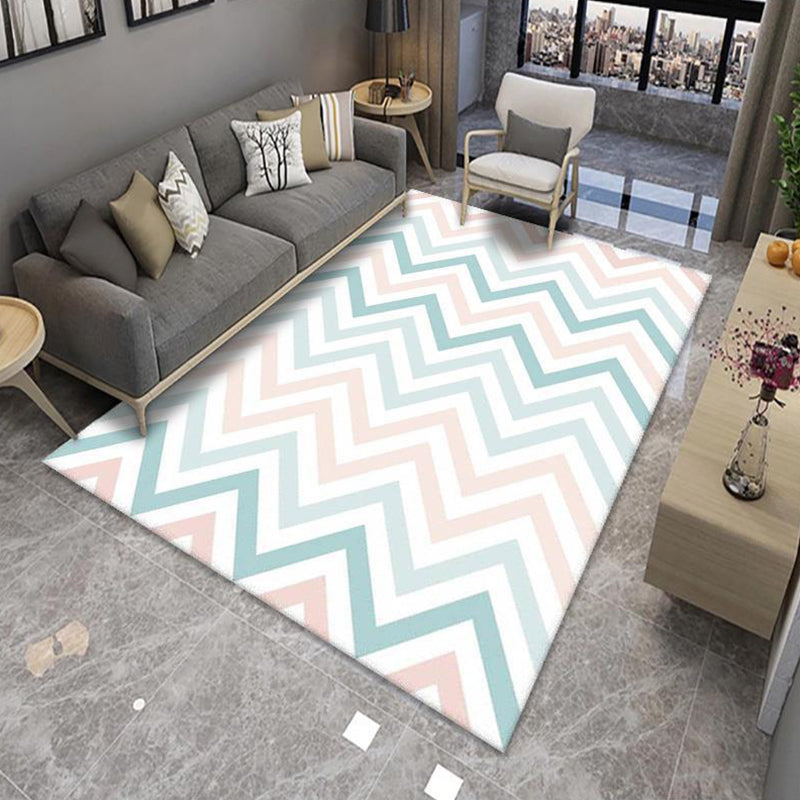 Sikunuo | Modern Living Room Rug Multicolor Color Block Area Rug Polyester Non-Slip Machine Washable Rug