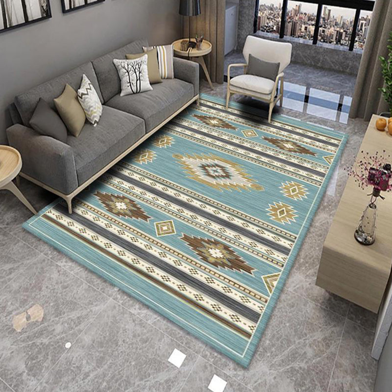 Sikunuo | Modern Living Room Rug Multicolor Color Block Area Rug Polyester Non-Slip Machine Washable Rug