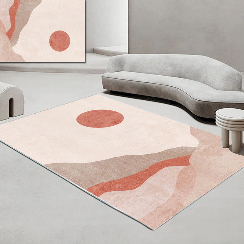 Sikunuo | Morandi-color western carpet cotton blend color block rug anti-slip backing washable rug for bedroom