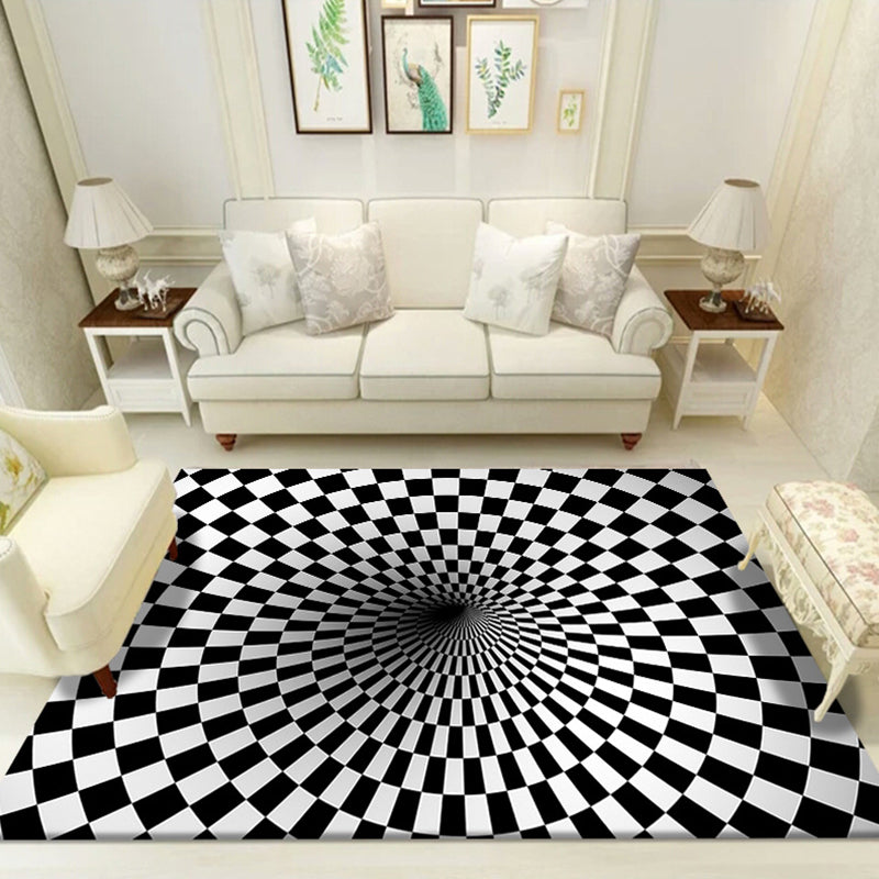 Sikunuo | Multicolored unique carpet polyester 3D chessboard area rug easy care pet-friendly indoor rug for living room
