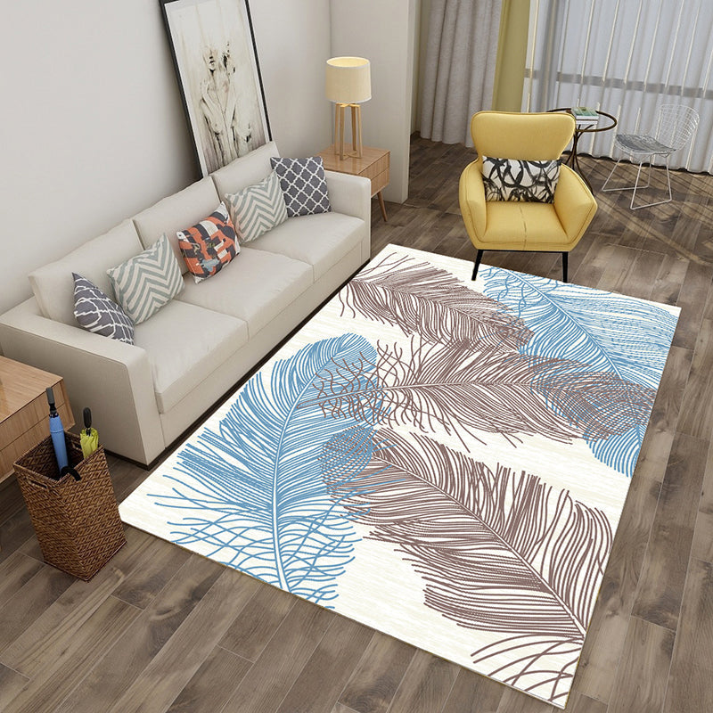 Sikunuo | Multicolor tropical rug polyester plant-printed rug non-slip back pet-friendly rug for living room