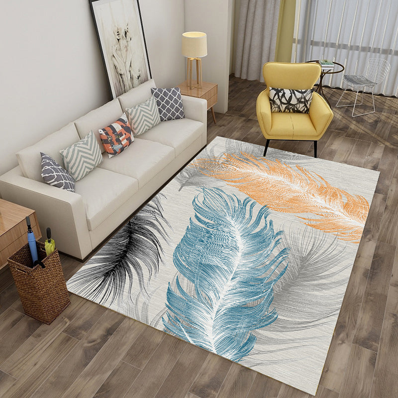 Sikunuo | Multicolor tropical rug polyester plant-printed rug non-slip back pet-friendly rug for living room