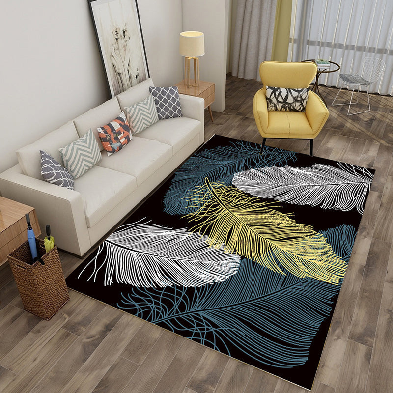 Sikunuo | Multicolor tropical rug polyester plant-printed rug non-slip back pet-friendly rug for living room