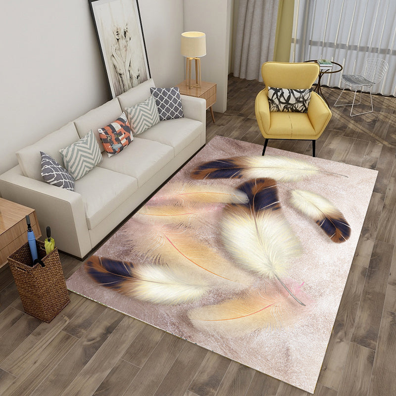 Sikunuo | Multicolor tropical rug polyester plant-printed rug non-slip back pet-friendly rug for living room