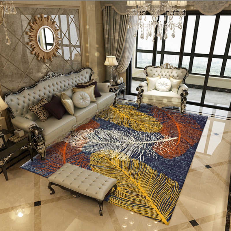 Sikunuo | Luxury Living Room Rug Multi Color Plant Indoor Rug Synthetic Easy Care Machine Washable Rug