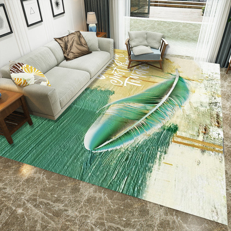 Sikunuo | Luxury Living Room Rug Multi Color Plant Indoor Rug Synthetic Easy Care Machine Washable Rug