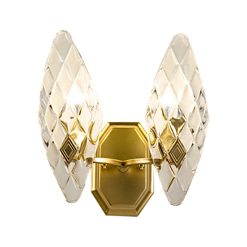 Sikunuo | Clear Crystal Diamond Wall Light Modern Style 1/2-Head Brass Wall Lamp for Living Room
