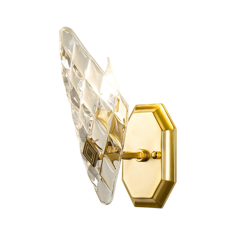 Sikunuo | Clear Crystal Diamond Wall Light Modern Style 1/2-Head Brass Wall Lamp for Living Room